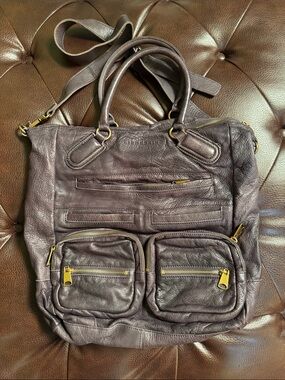 Liebeskind Dark Plum Leather Crossbody Bag with Gold Hardware